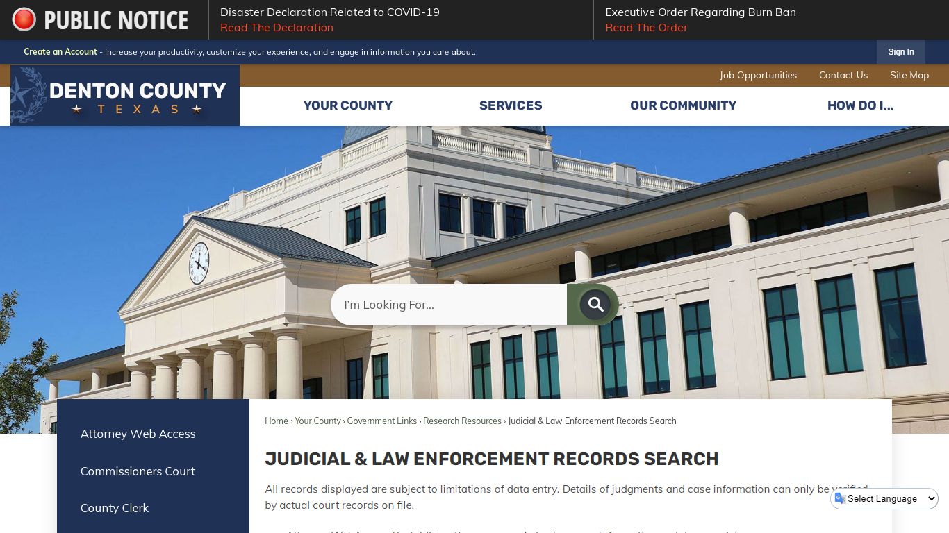 Judicial & Law Enforcement Records Search | Denton County, TX