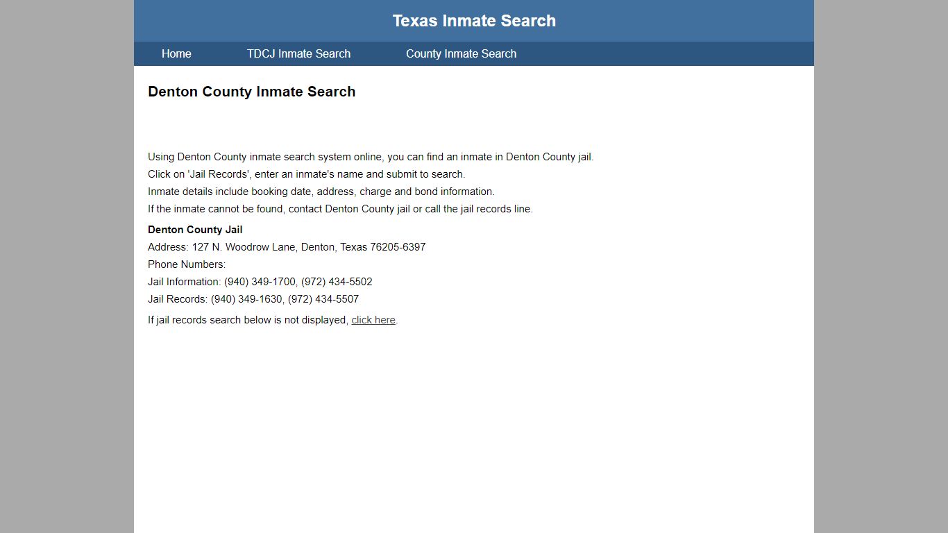 Denton County Jail Inmate Search