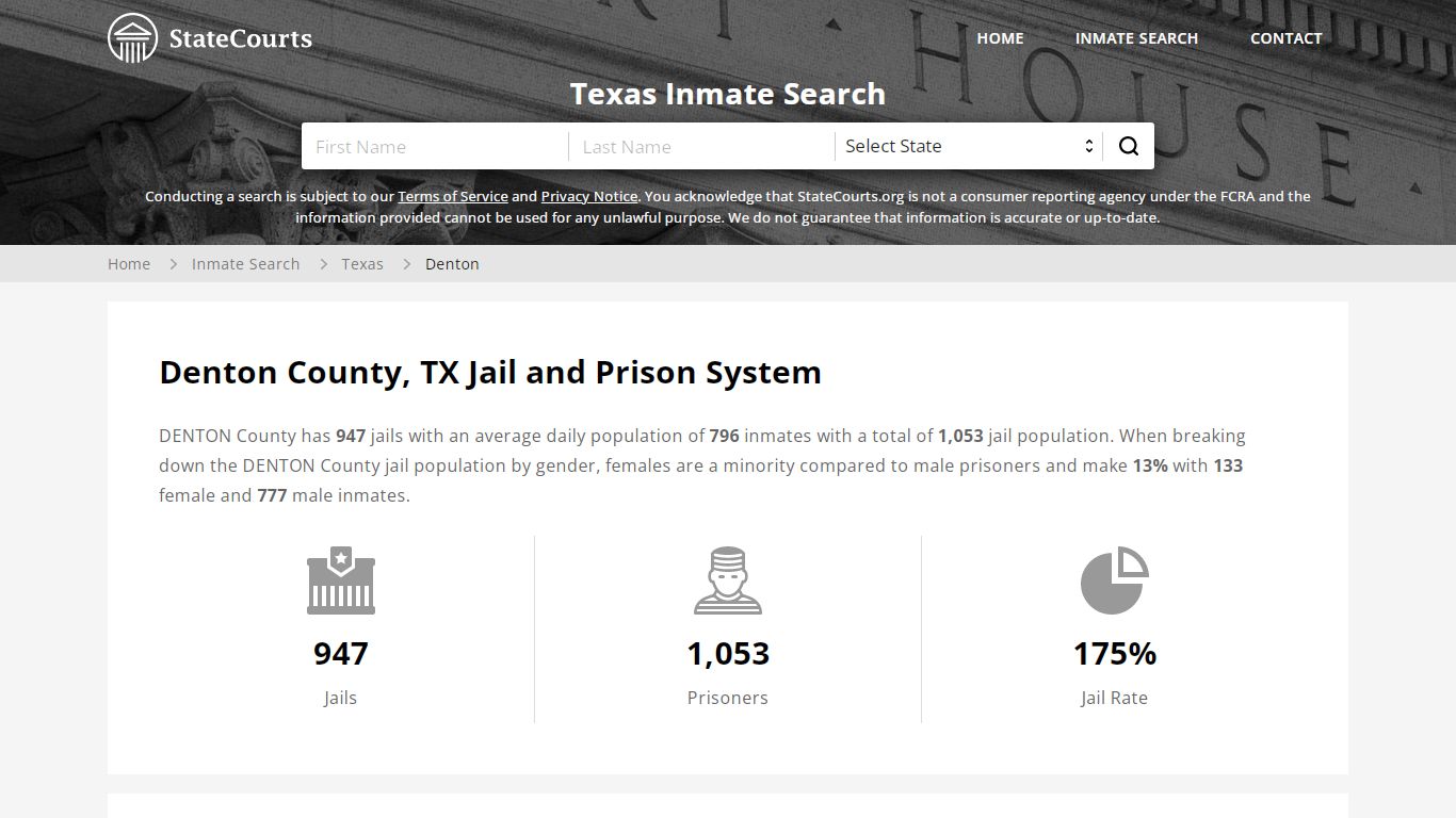 Denton County, TX Inmate Search - StateCourts