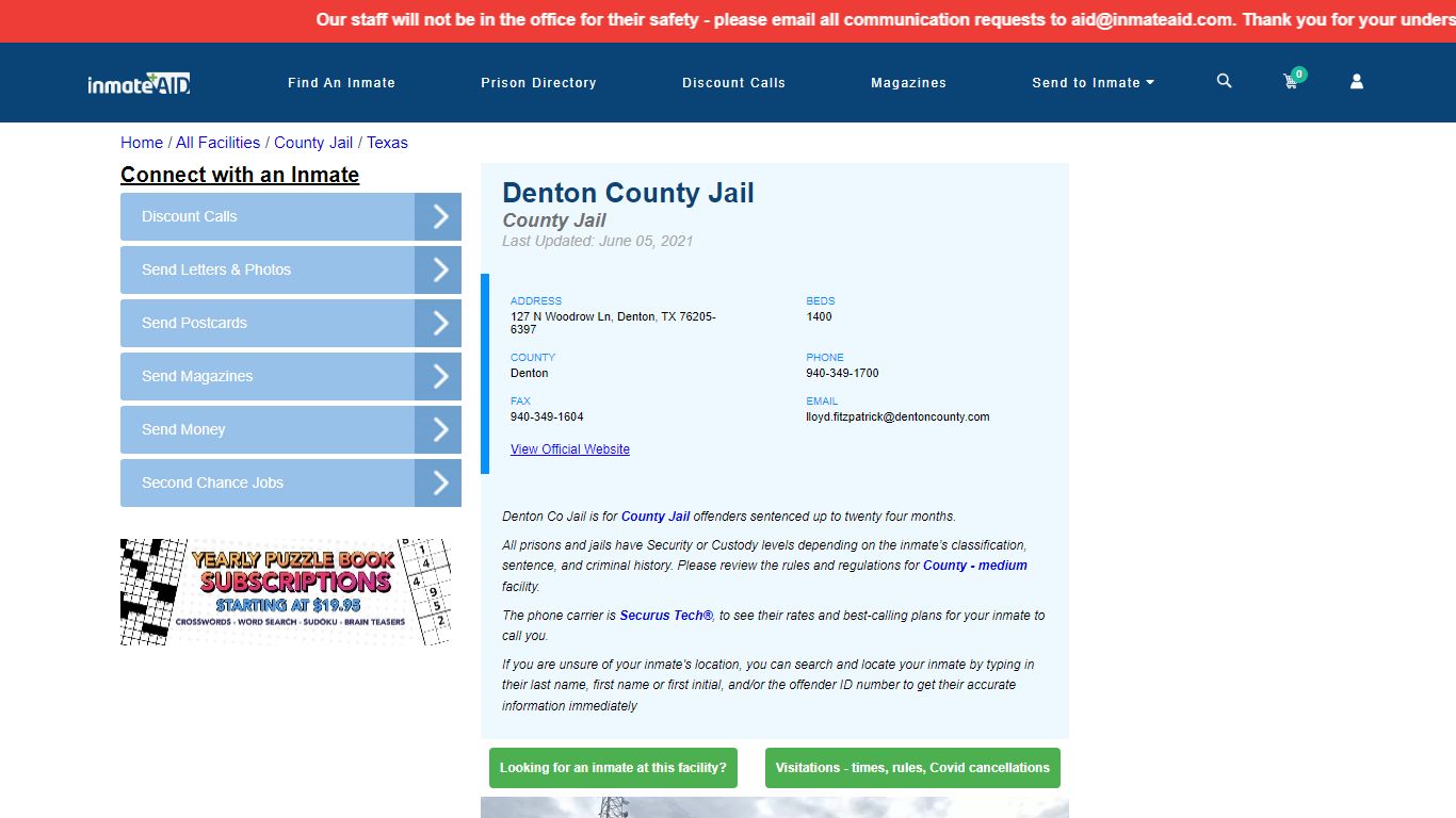 Denton County Jail - Inmate Locator - Denton, TX